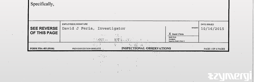 David J. Feria FDA Investigator 