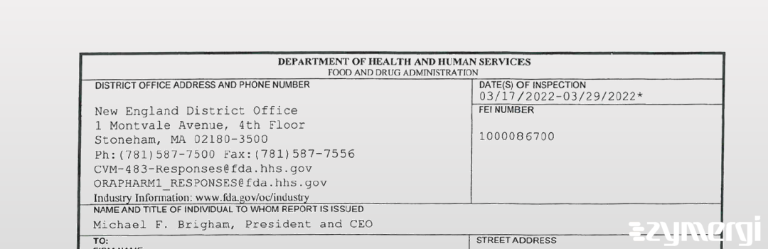FDANews 483 ImmuCell Corporation Mar 29 2022 top