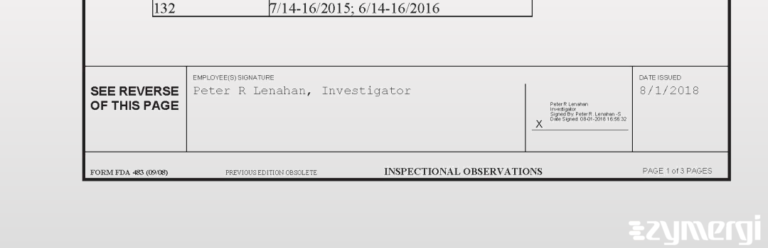 Peter R. Lenahan FDA Investigator 