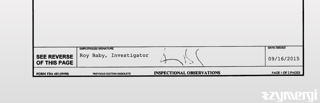 Roy Baby FDA Compliance Officer 