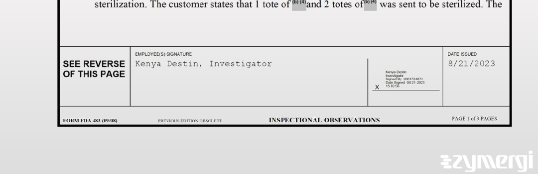 Kenya Destin FDA Investigator 