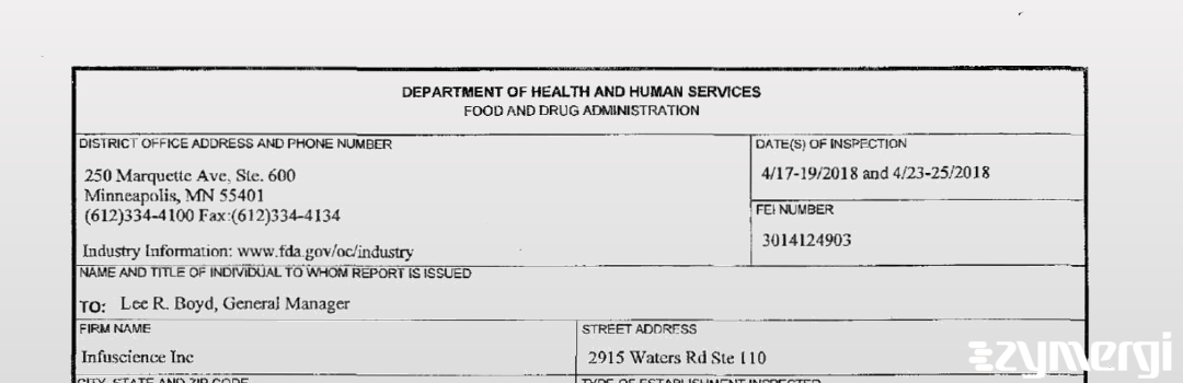 FDANews 483 Infuscience Inc Apr 25 2018 top