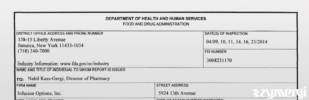 FDANews 483 Infusion Options, Inc. Apr 23 2014 top
