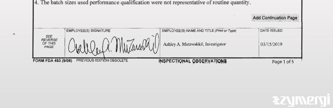 Ashley A. Mutawakkil FDA Investigator 