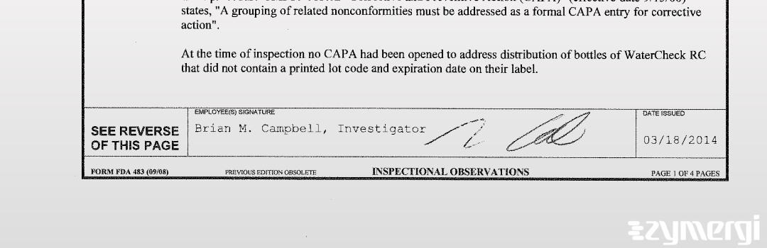 Brian M. Campbell FDA Investigator 