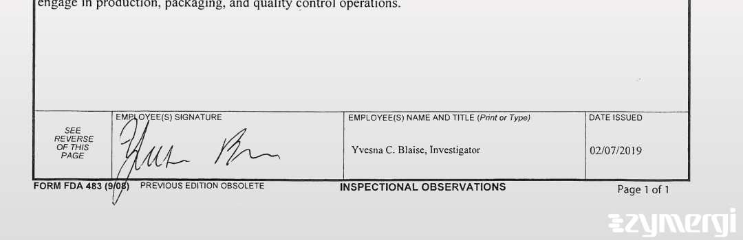 Yvesna C. Blaise FDA Investigator 