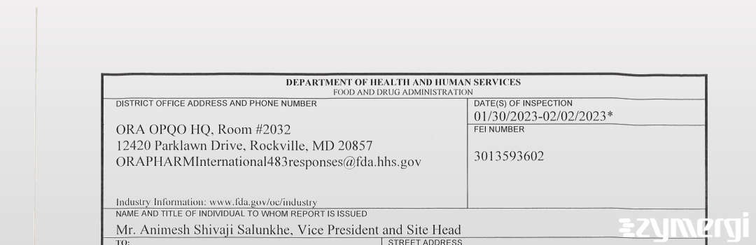 FDANews 483 Invitron Advanced Analytics Private Limited Feb 2 2023 top