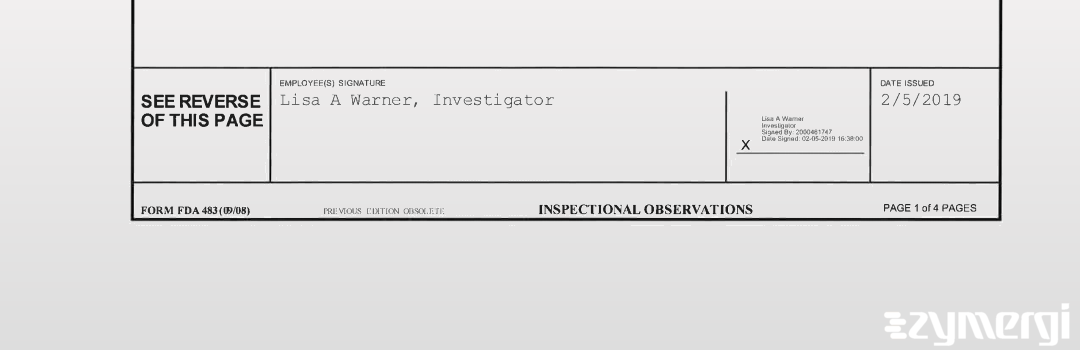 Lisa A. Warner FDA Investigator 