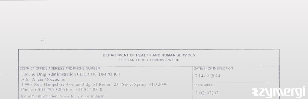 FDANews 483 Ipca Laboratories Ltd Jul 18 2014 top