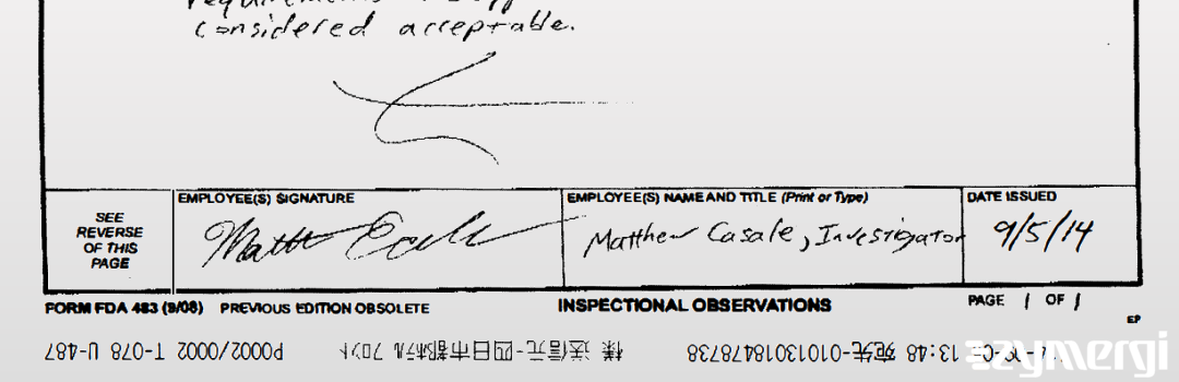 Matthew B. Casale FDA Investigator 