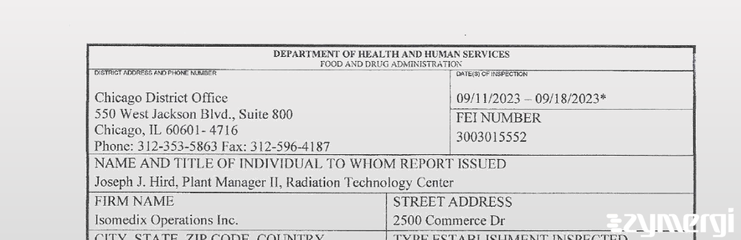 FDANews 483 Isomedix Operations Inc Sep 18 2023 top