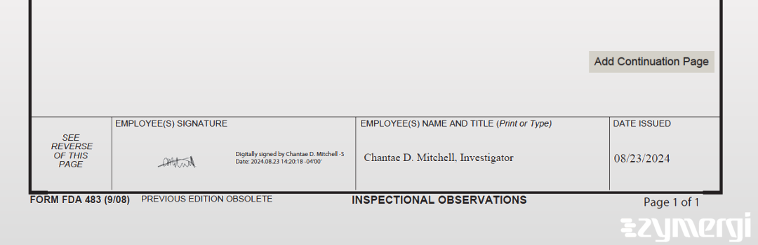 Chantae D. Mitchell FDA Investigator 