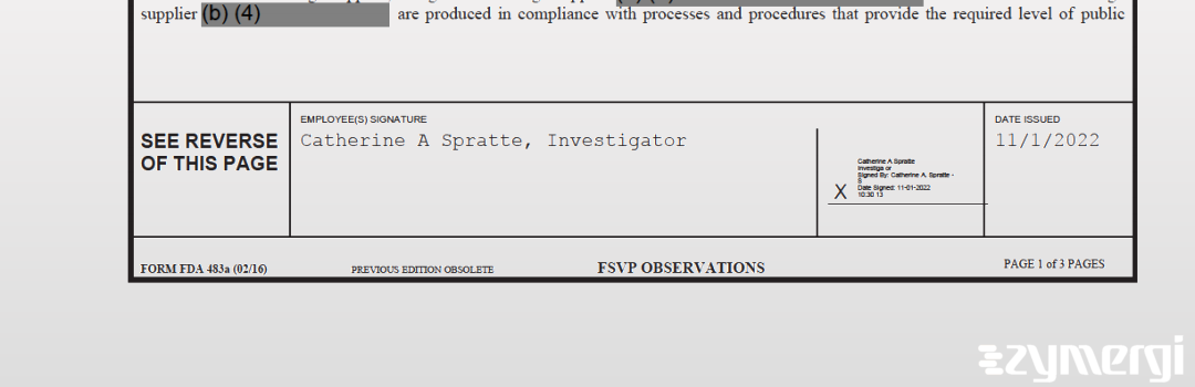 Catherine A. Spratte FDA Investigator 