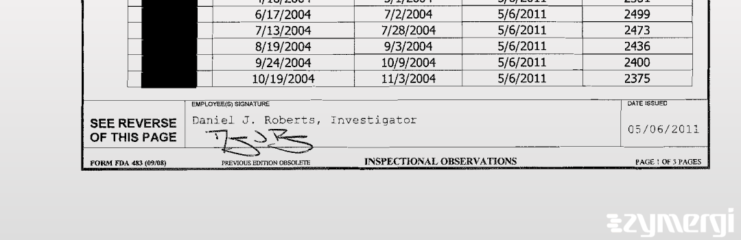 Daniel J. Roberts FDA Investigator