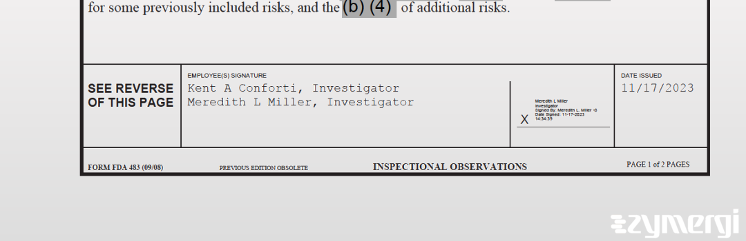 Kent A. Conforti FDA Investigator Meredith L. Miller FDA Investigator 