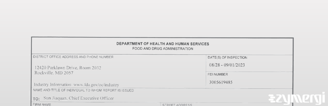 FDANews 483 Jiangsu NHWA Pharmaceutical Co., Ltd. Sep 1 2023 top