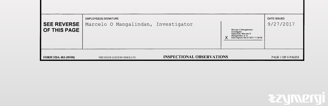 Marcelo O. Mangalindan FDA Investigator