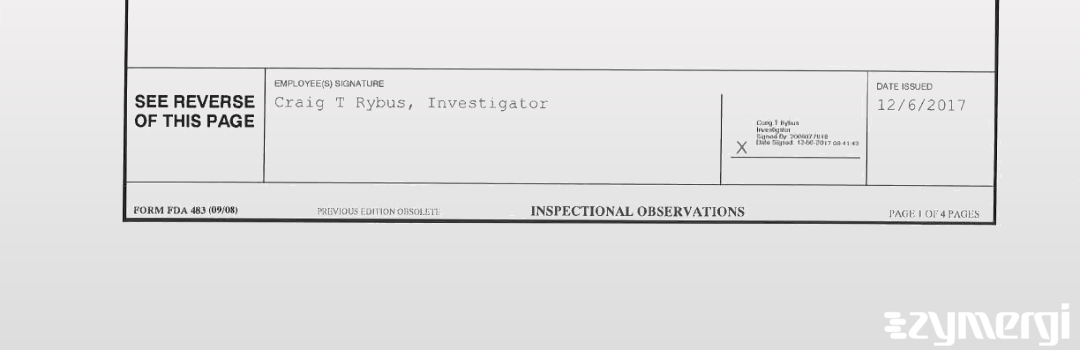 Craig T. Rybus FDA Investigator 