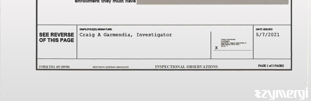 Craig A. Garmendia FDA Investigator 