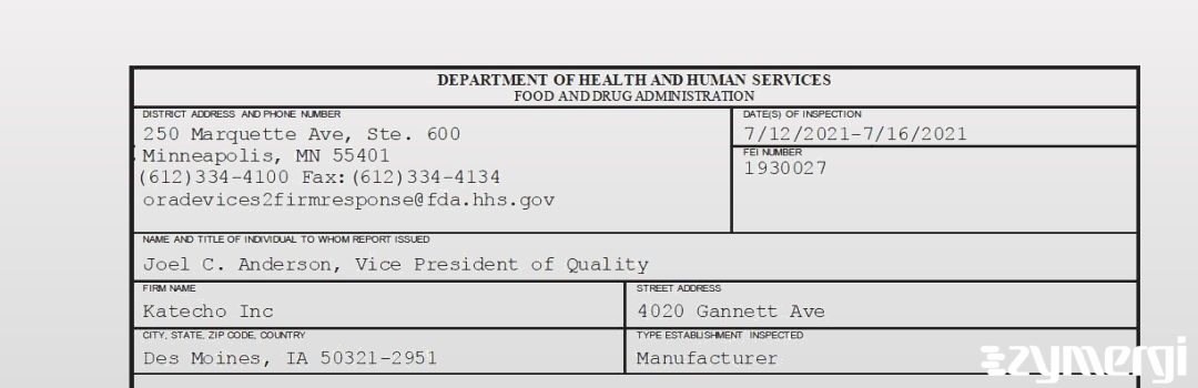 FDANews 483 Katecho Inc Jul 16 2021 top