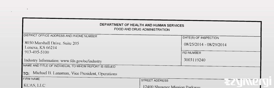 FDANews 483 KCAS LLC Aug 29 2014 top