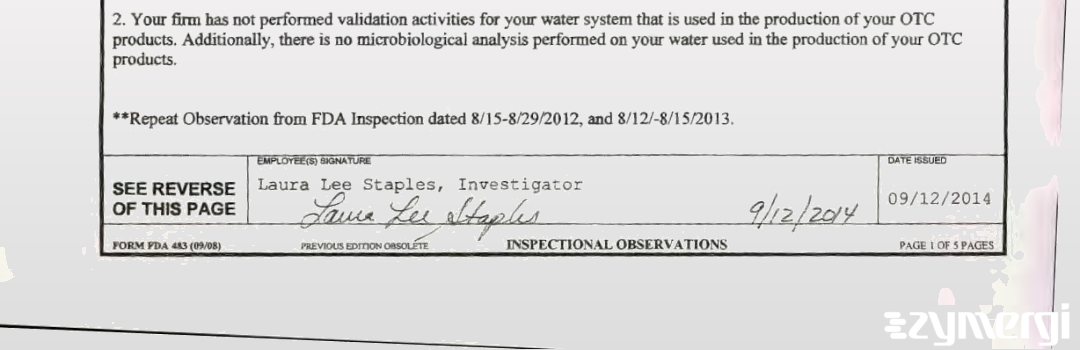 Laura L. Staples FDA Investigator 