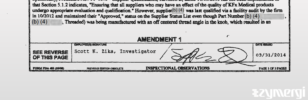 Scott K. Zika FDA Investigator 