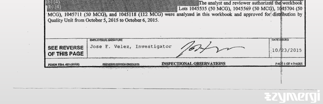 Jose F. Velez FDA Investigator 