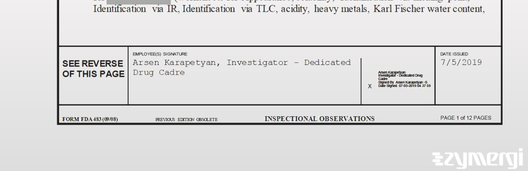 Arsen Karapetyan FDA Investigator 