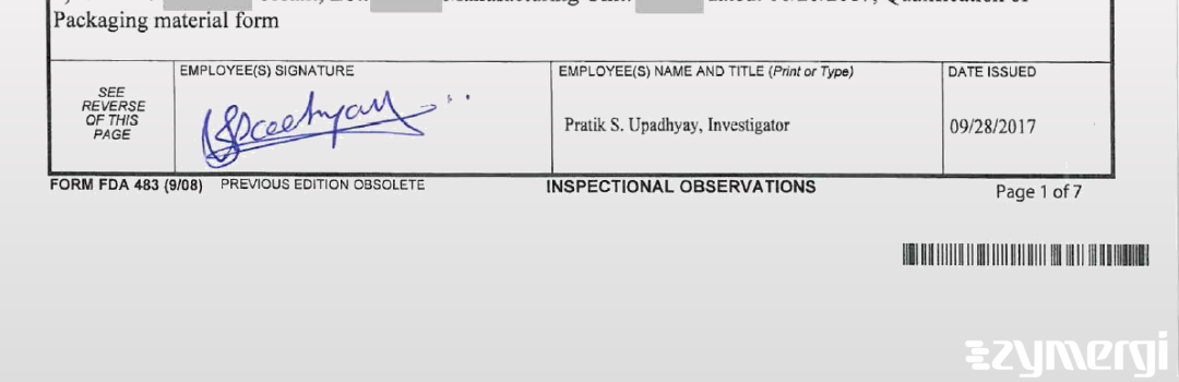 Pratik S. Upadhyay FDA Investigator 