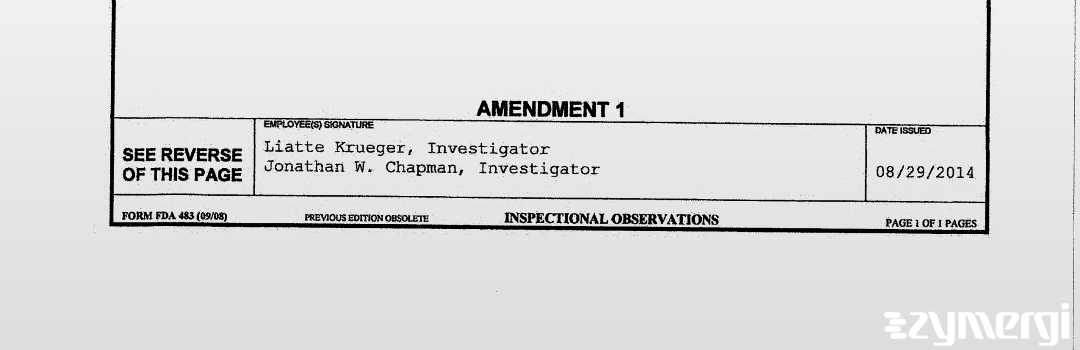 Jonathan W. Chapman FDA Investigator Liatte Krueger FDA Investigator