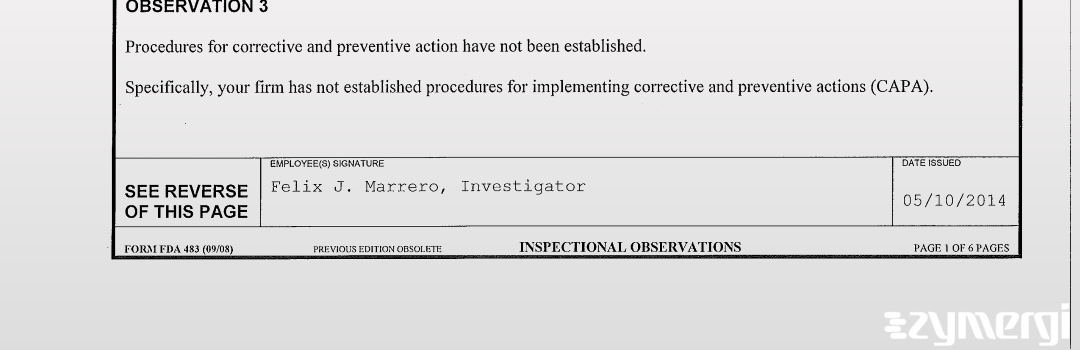 Felix J. Marrero FDA Investigator 