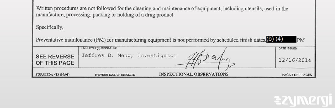 Jeffrey D. Meng FDA Investigator 