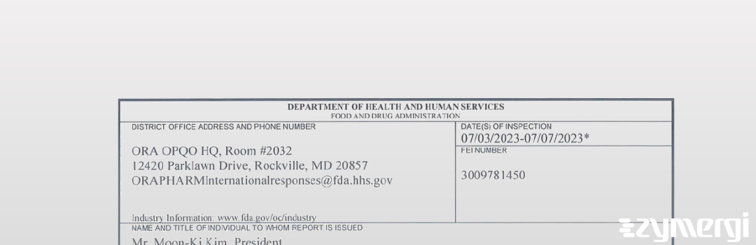 FDANews 483 K.S. PEARL Co., Ltd. Jul 7 2023 top