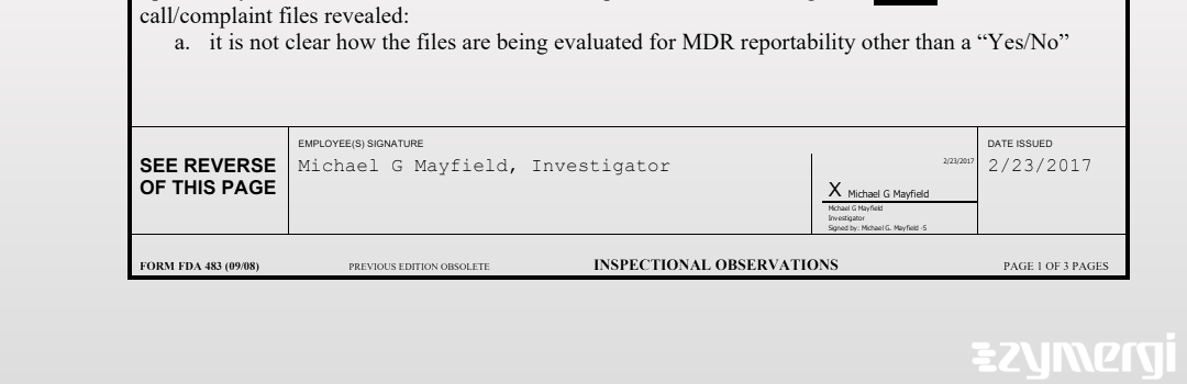 Michael G. Mayfield FDA Investigator 