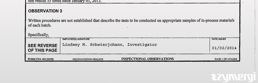 Lindsey M. Schwierjohann FDA Investigator 