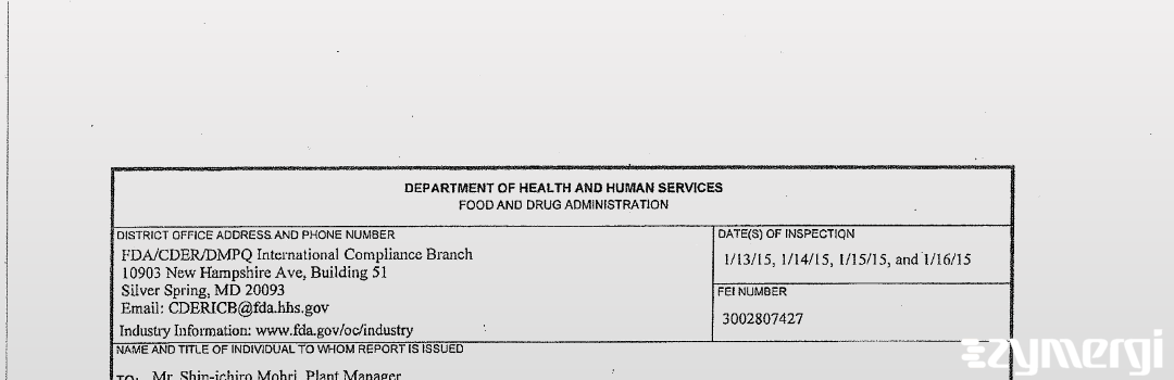 FDANews 483 Kyowa Hakko Kogyo Co. Ltd. Jan 16 2015 top