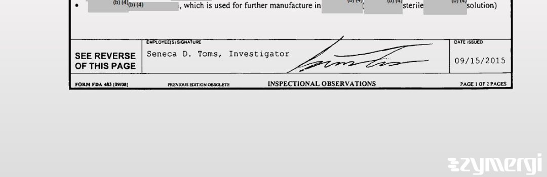 Seneca D. Toms FDA Investigator