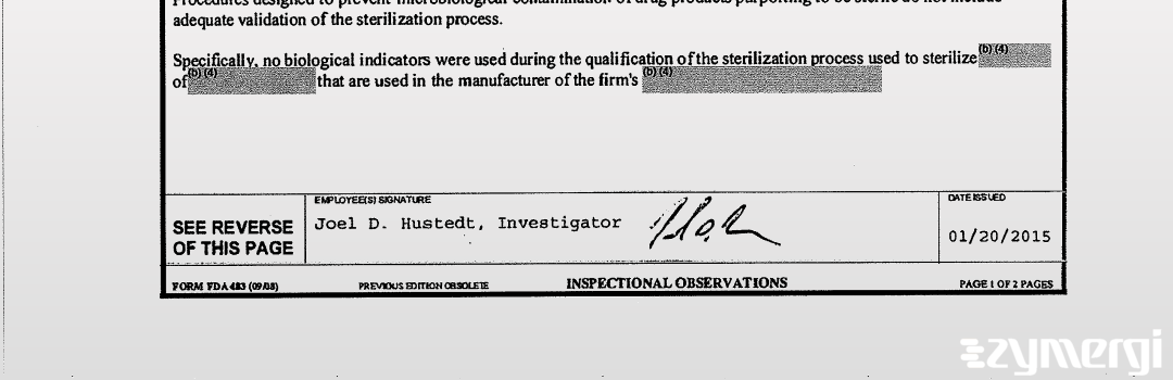 Joel D. Hustedt FDA Investigator