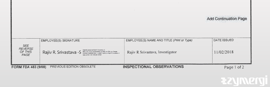 Rajiv R. Srivastava FDA Investigator