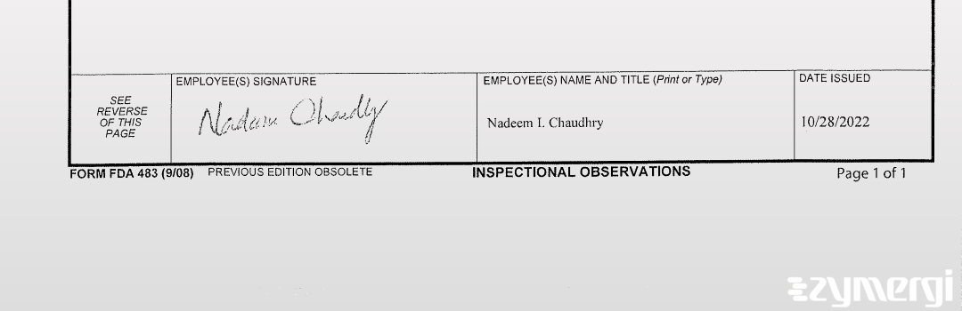 Nadeem I. Chaudhry FDA Investigator