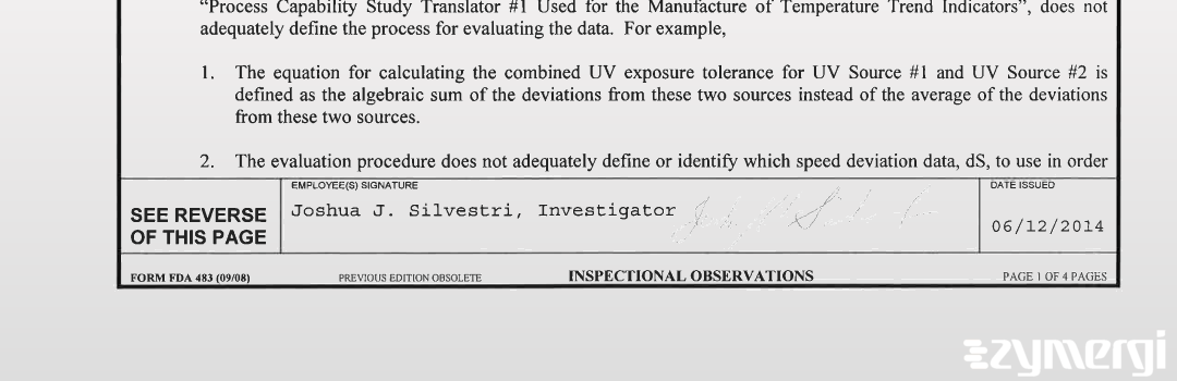 Joshua J. Silvestri FDA Investigator 