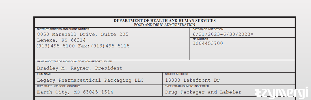 FDANews 483 Legacy Pharmaceutical Packaging LLC Jun 30 2023 top
