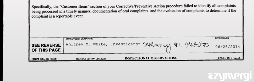 Whitney White FDA Investigator 