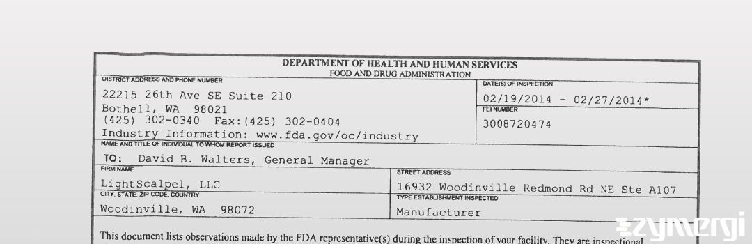 FDANews 483 LightScalpel LLC Feb 27 2014 top
