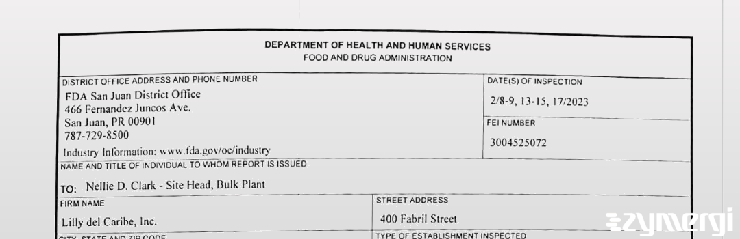 FDANews 483 Lilly del Caribe, Inc. Feb 17 2023 top