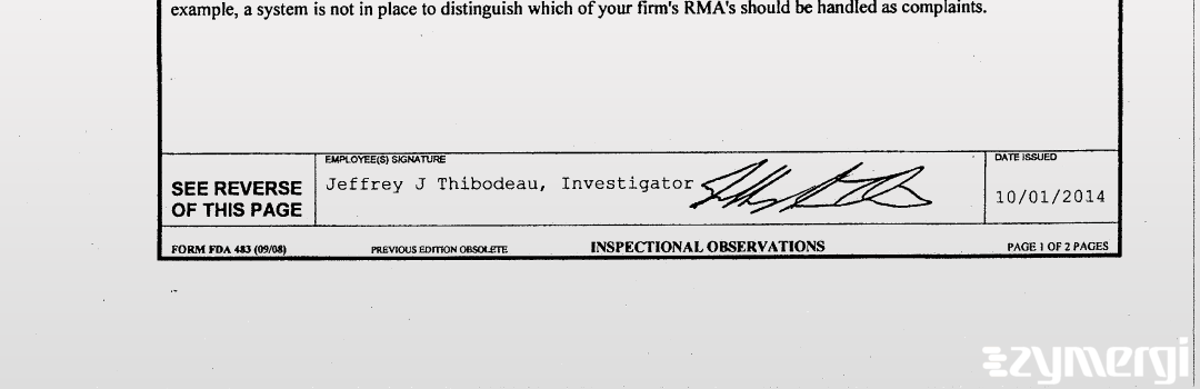 Jeffrey J. Thibodeau FDA Investigator 