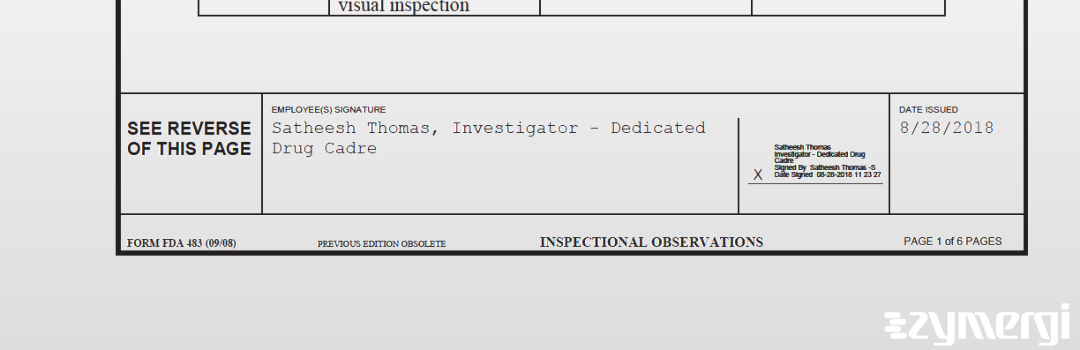 Satheesh Thomas FDA Investigator 