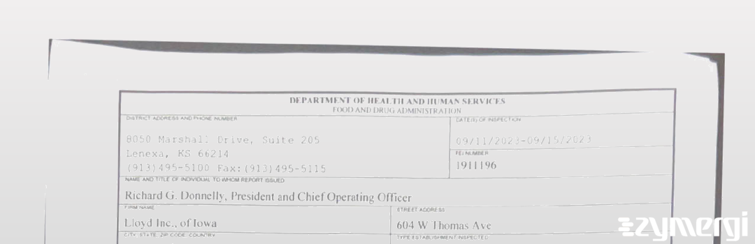 FDANews 483 Lloyd Inc. of Iowa Sep 15 2023 top