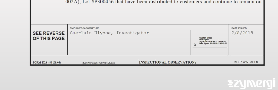 Guerlain Ulysse FDA Investigator